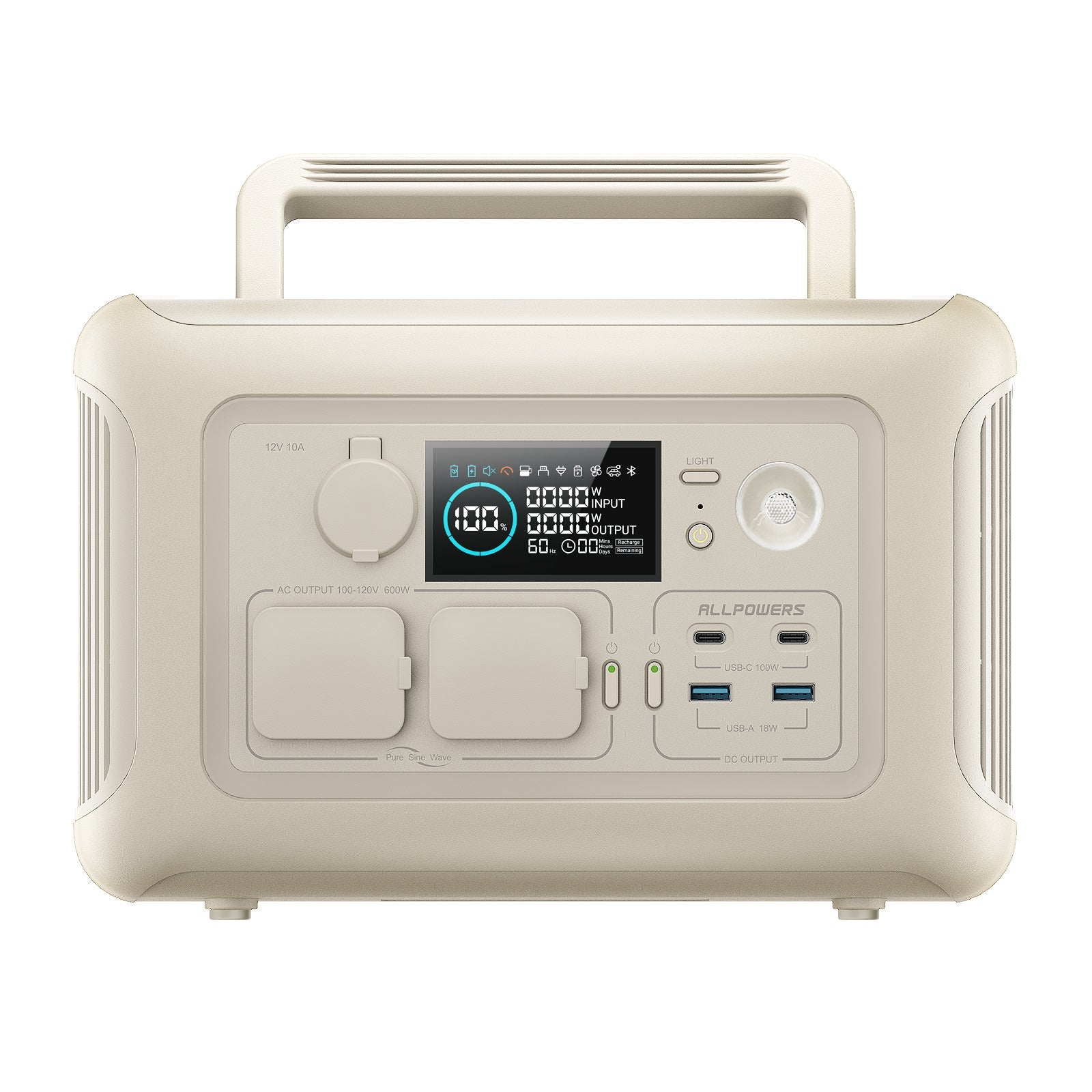 ALLPOWERS R600 Beige Portable Power Station 600W 299Wh LiFeP04 Battery