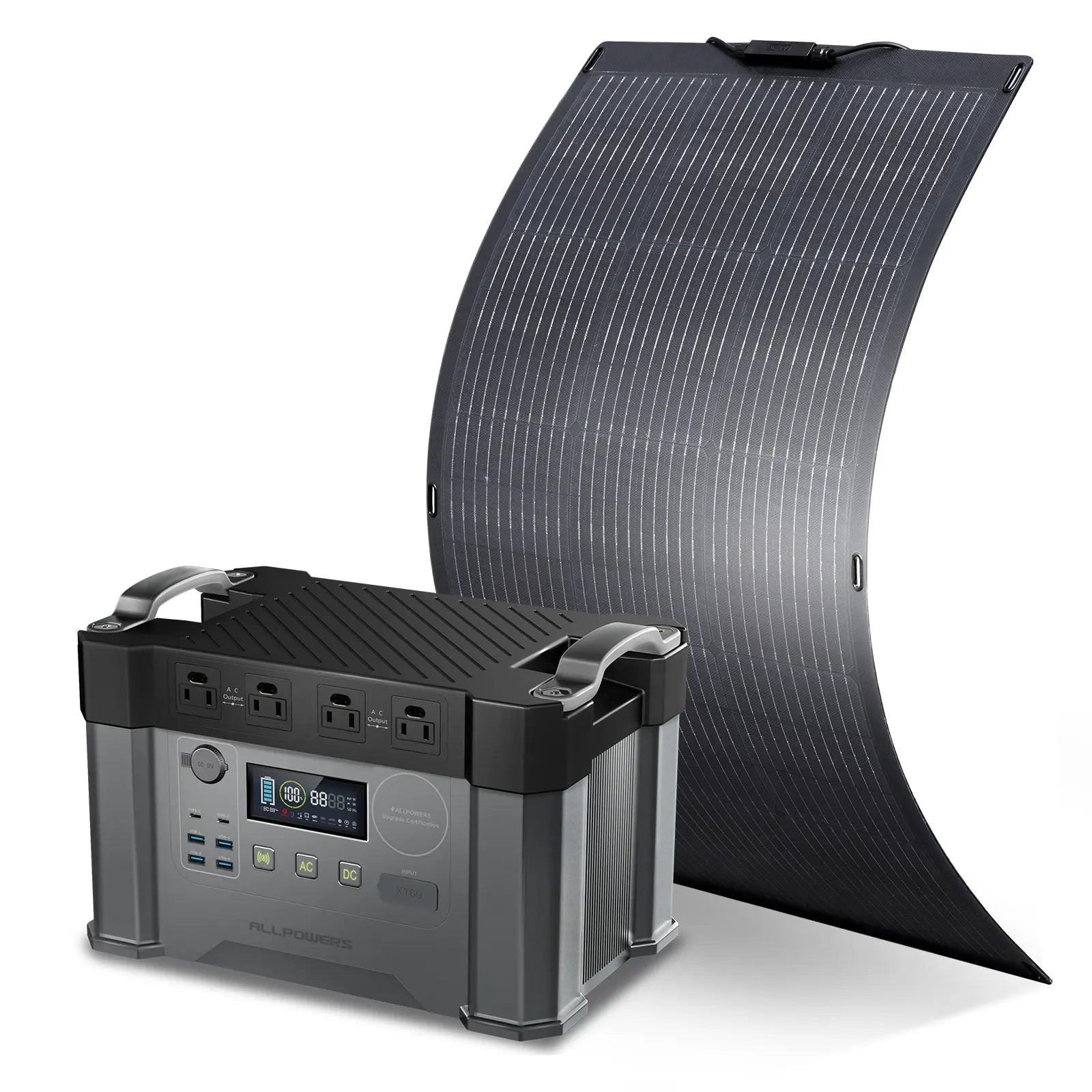 ALLPOWERS 2000W Solar Generator (S2000 + SF100 100W Flexible Solar Panel)