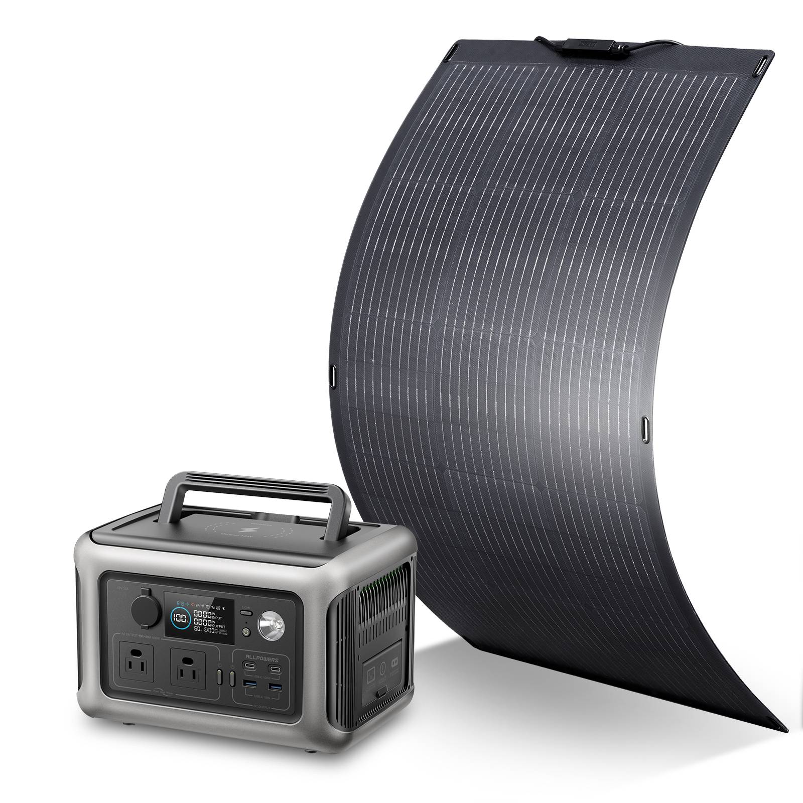 ALLPOWERS 600W Solar Generator (R600 + SF100 100W Flexible Solar Panel)