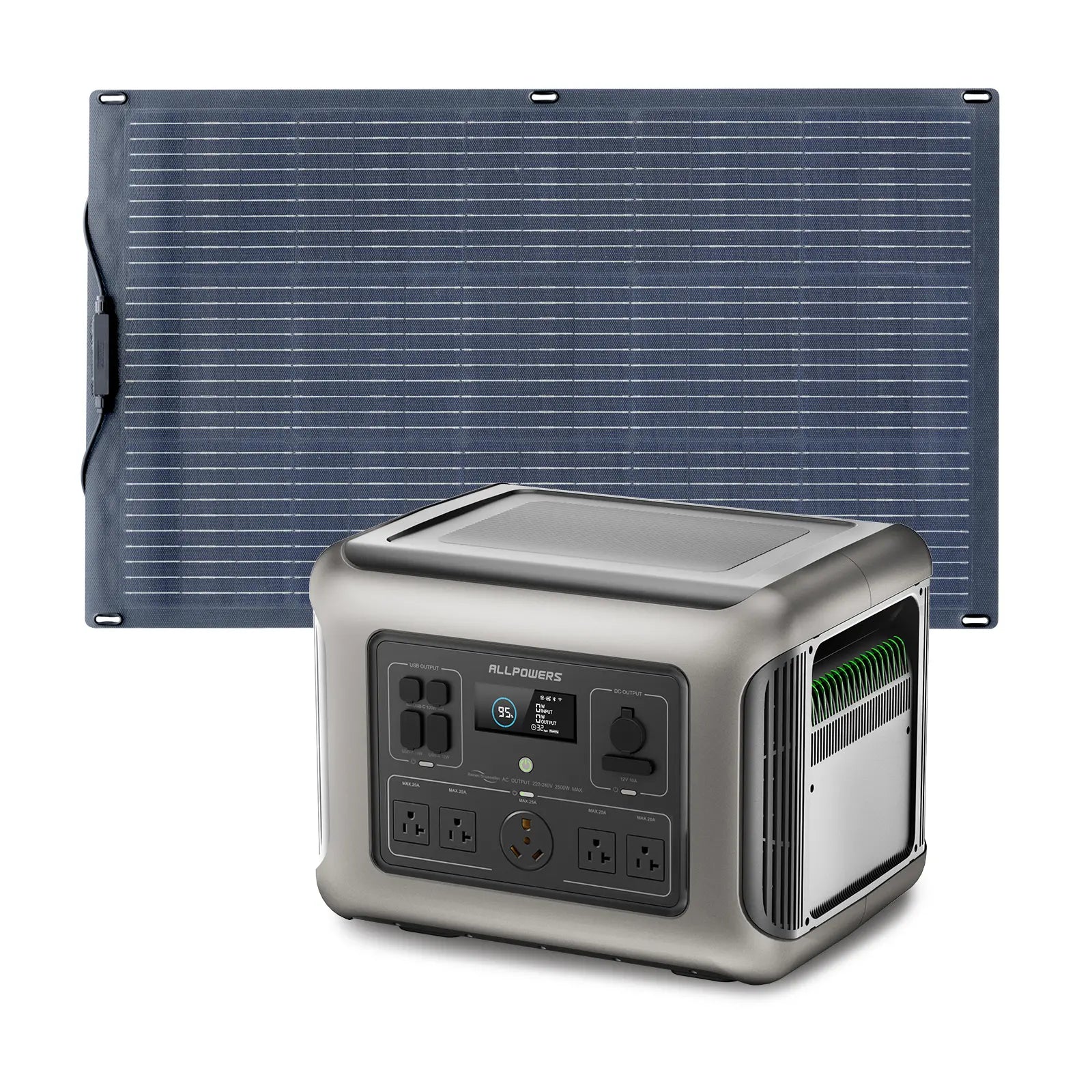 ALLPOWERS 2500W Solar Generator (R2500 + SF100 100W Flexible Solar Panel)