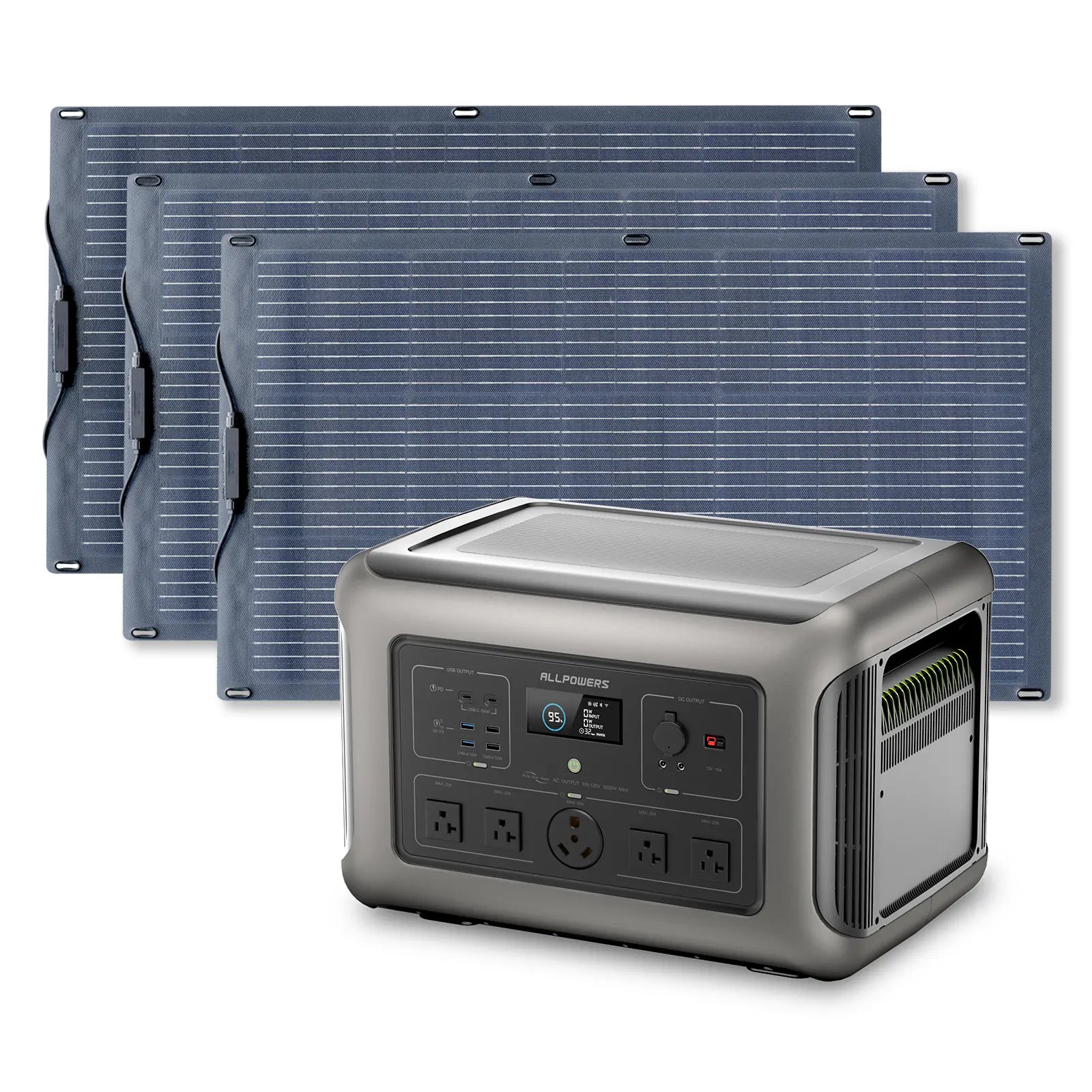 ALLPOWERS 3200W Solar Generator (R3500 + SF100 100W Flexible Solar Panel)