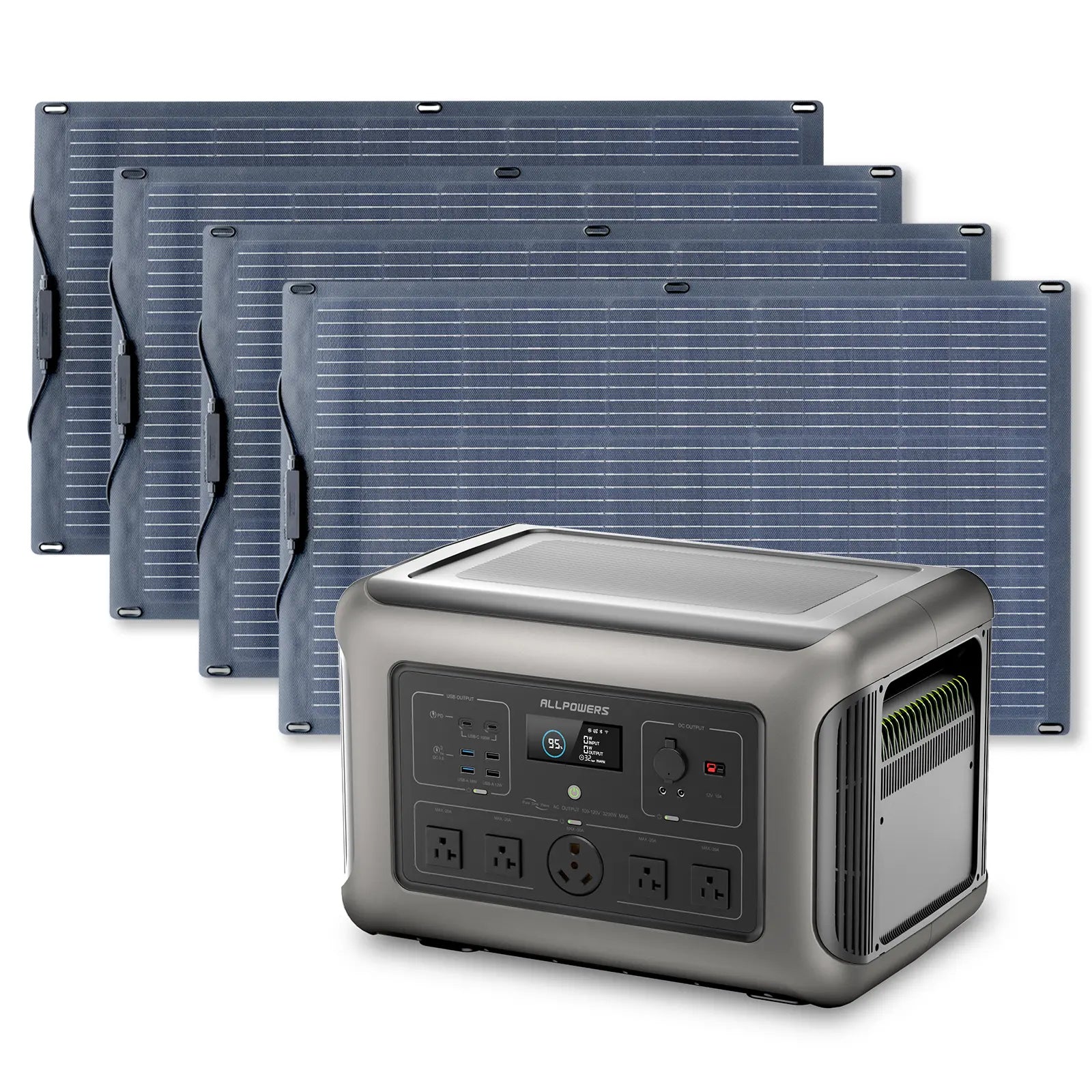 ALLPOWERS 3200W Solar Generator (R3500 + SF100 100W Flexible Solar Panel)
