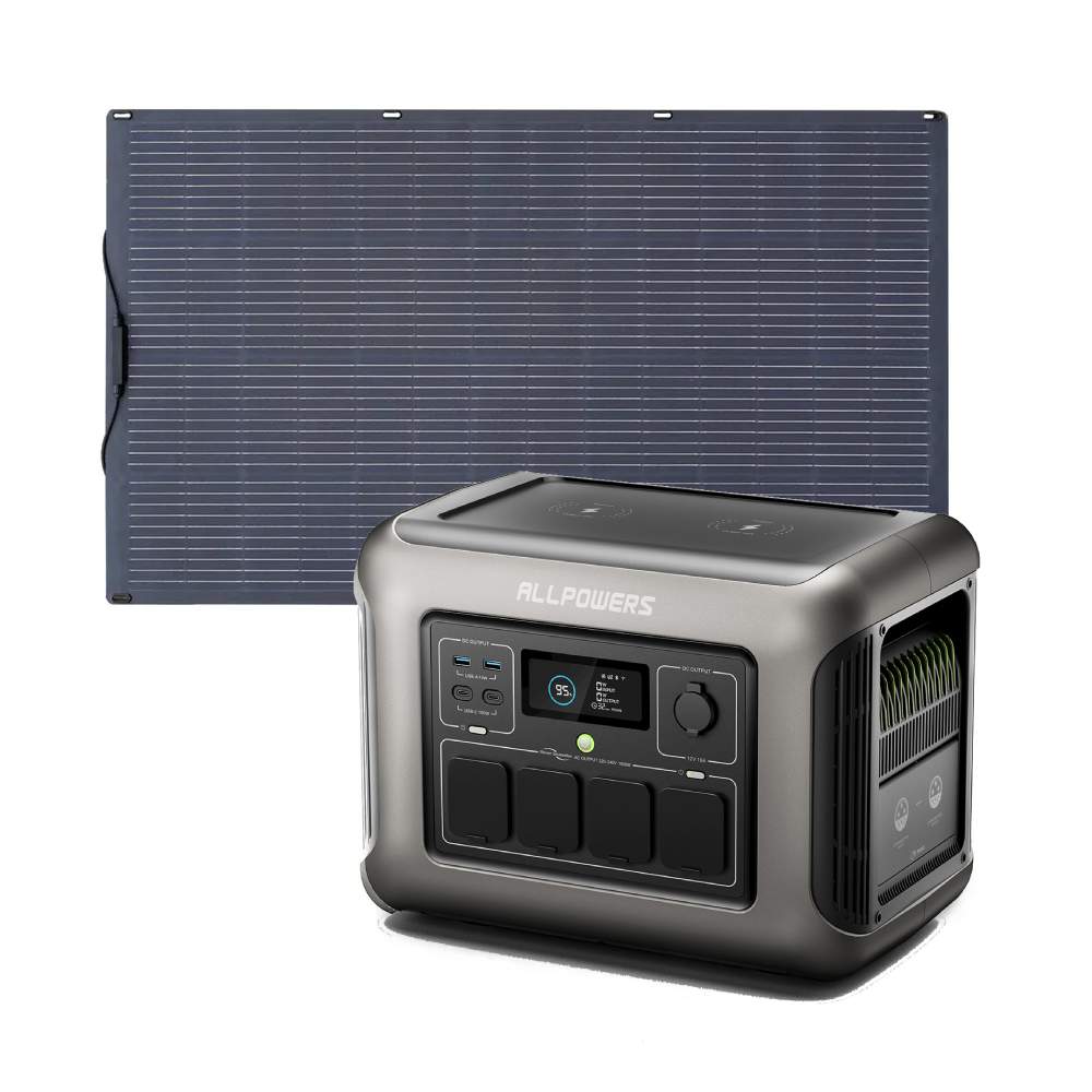 ALLPOWERS Solar Generator Kit 1600W (R1500 LITE + SF100 100W Flexible Solar Panel)