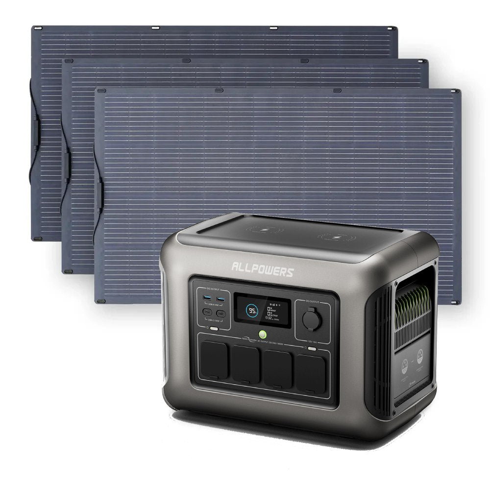 ALLPOWERS Solar Generator Kit 1600W (R1500 LITE + SF200 200W Flexible Solar Panel)