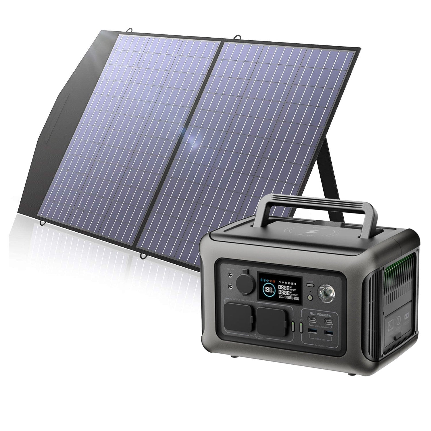 ALLPOWERS R600 Solar Generator 600W Portable Power Station 299Wh with Solar Panels