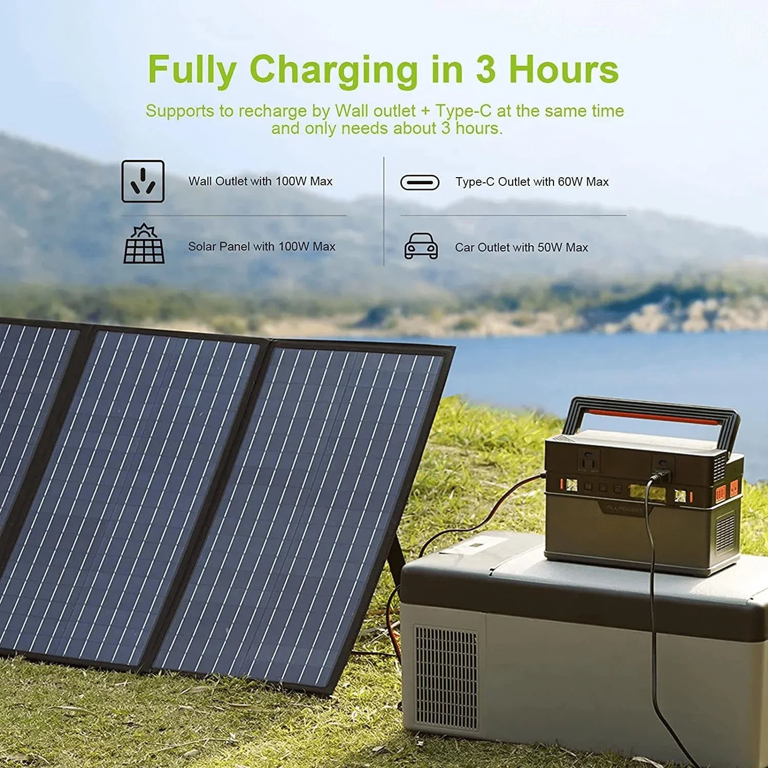 ALLPOWERS S700 Portable Power Station 700W 606Wh with Solar Panels