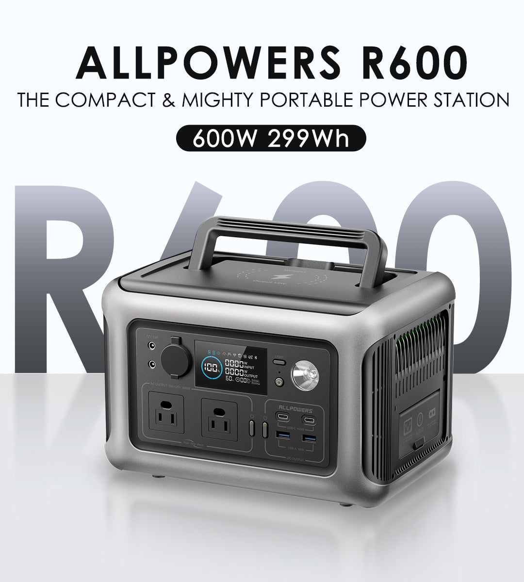 Allpowers R600 Solar Generator 600w Portable Power Station 299wh With