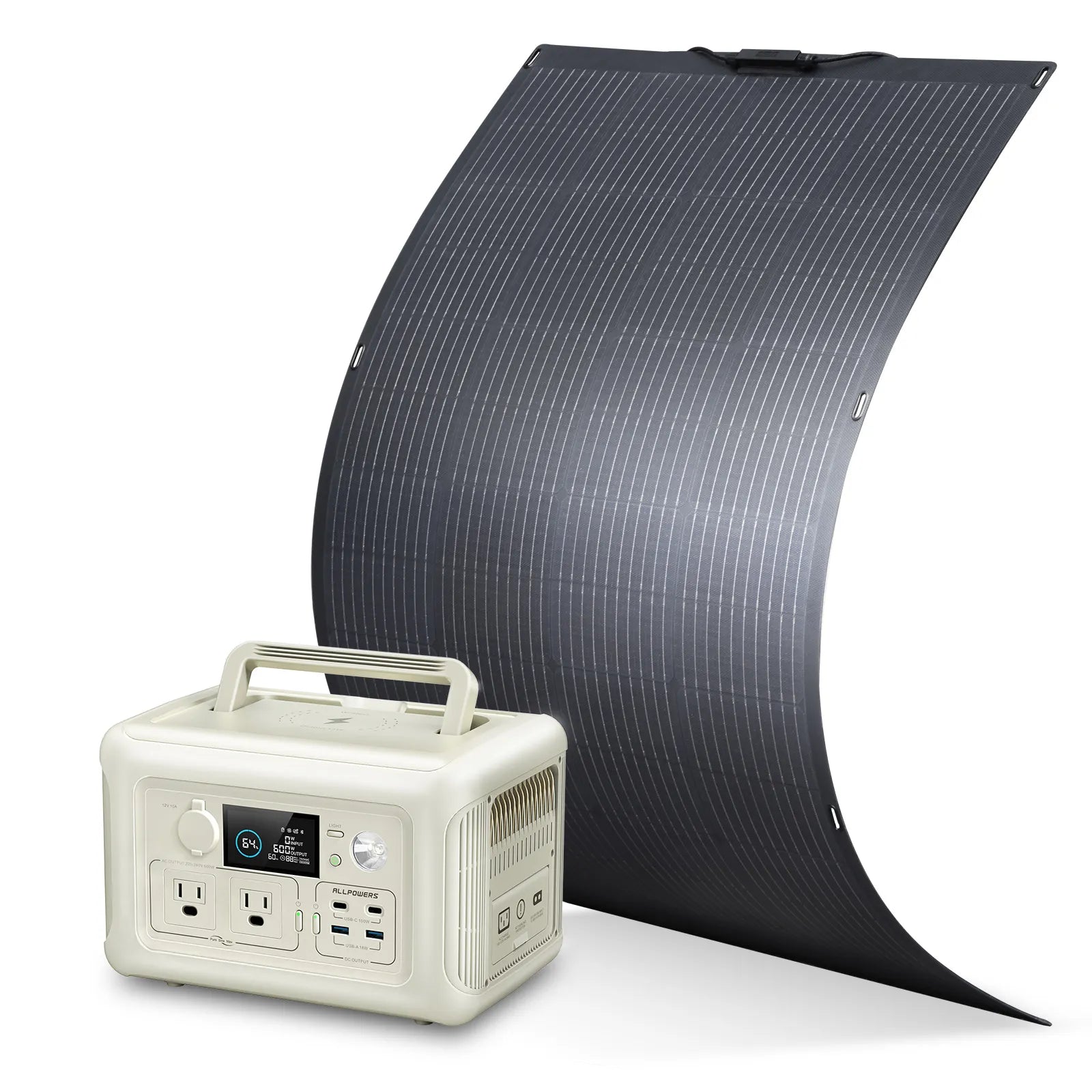ALLPOWERS 600W Solar Generator (R600 + SF200 200W Flexible Solar Panel)