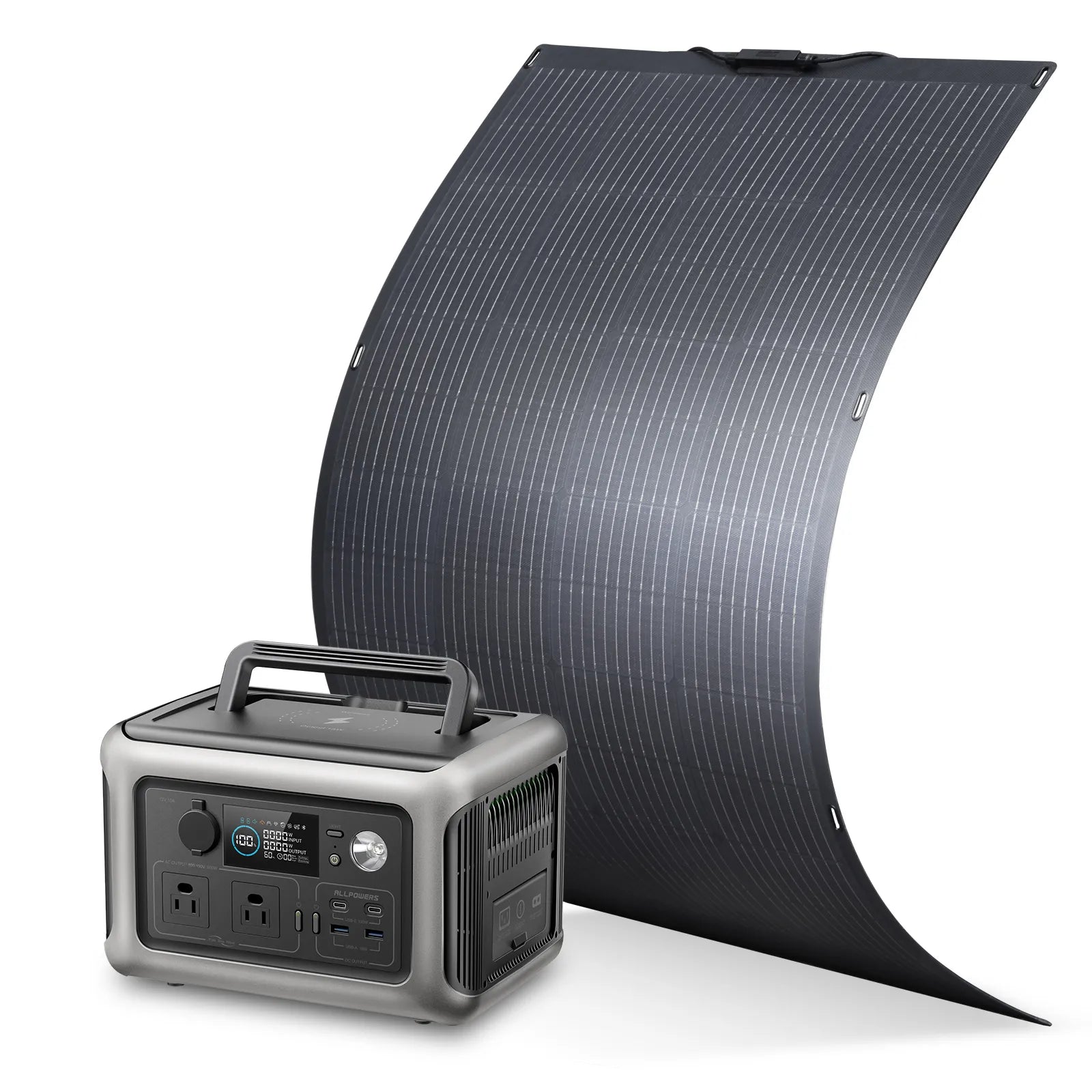 ALLPOWERS 600W Solar Generator (R600 + SF200 200W Flexible Solar Panel)