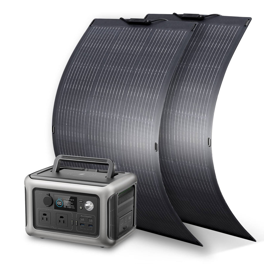 ALLPOWERS 600W Solar Generator (R600 + SF100 100W Flexible Solar Panel)