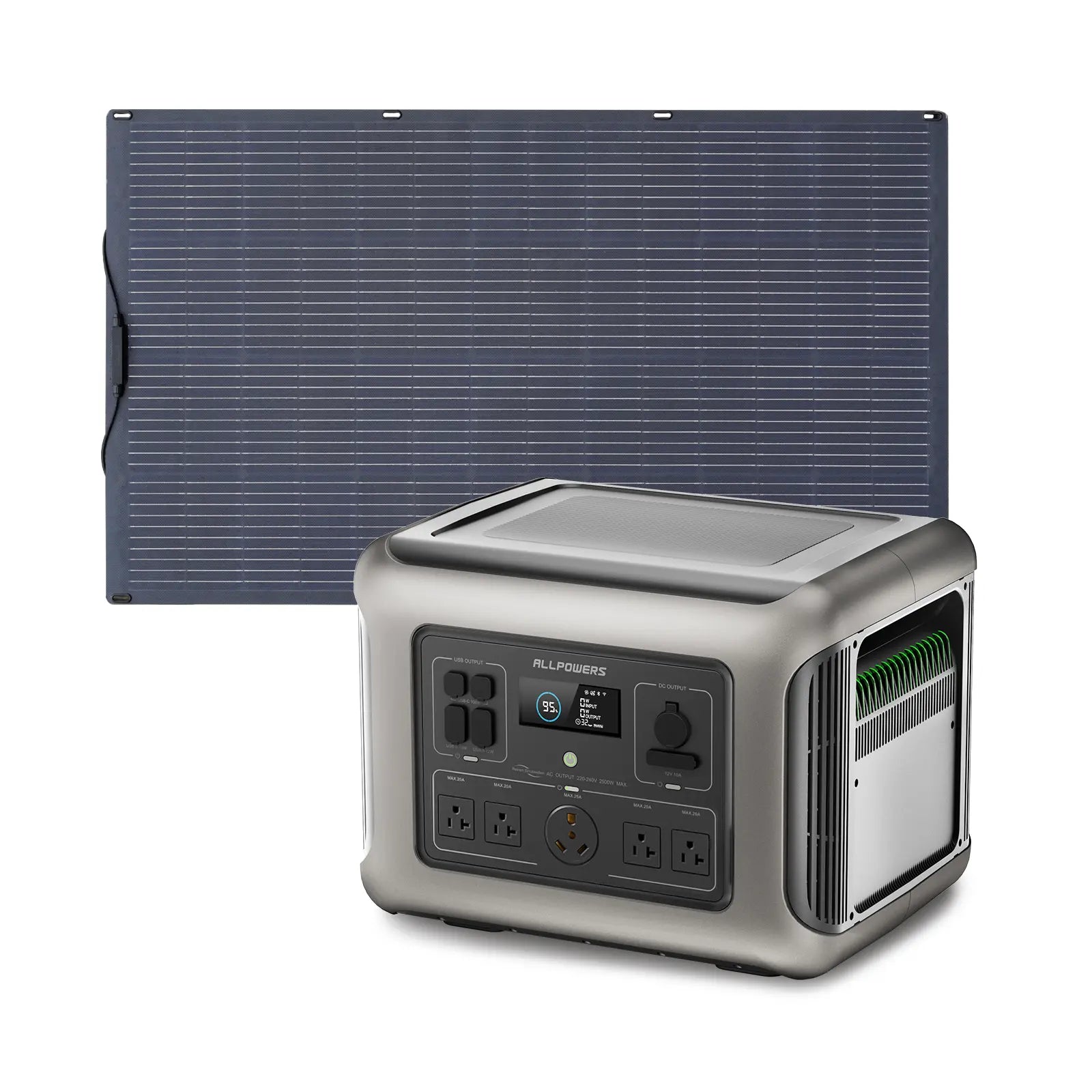 ALLPOWERS 2500W Solar Generator (R2500 + SF200 200W Flexible Solar Panel)