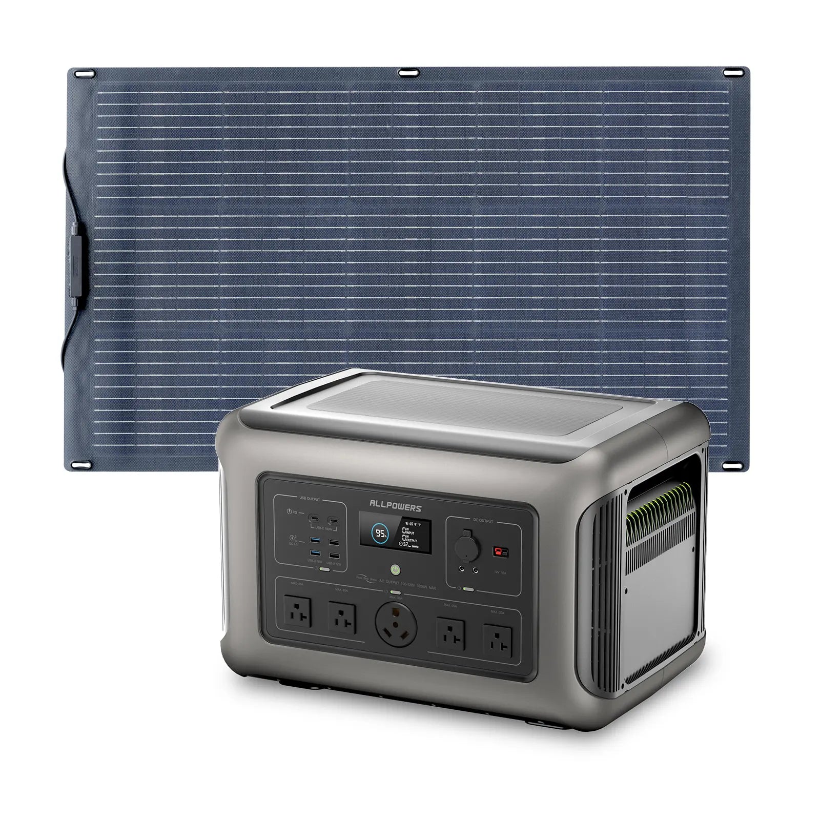 ALLPOWERS Solar Generator Kit 3200W (R3500 + SF100 100W Flexible Solar Panel)